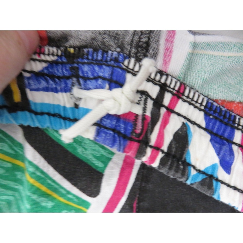 1980s Generation One Women's Multicolor Elastic Waist 100% Cotton Beach Short XL - Picture 4 of 11